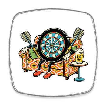 Dart & Chill - Viereckiger Kühlschrankmagnet - Weiß - Vorne