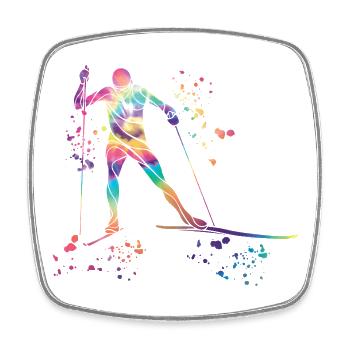 Ski de fond Ski de fond - Magnet carré - blanc - Devant