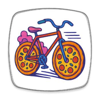 Pizza Bike Pop Art - Magnet carré - blanc - Devant