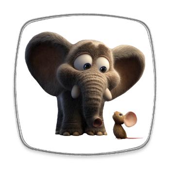 Cute_Elephant_and_Sweet_Mouse_Friends_Com - Magnet carré - blanc - Devant