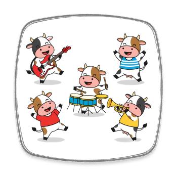 Comique de fête musicale du groupe de vaches mignonnes - Magnet carré - blanc - Devant