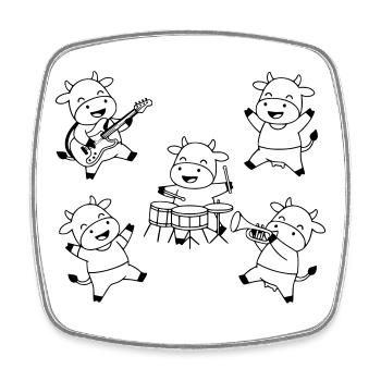 Comique de fête musicale du groupe de vaches mignonnes - Magnet carré - blanc - Devant