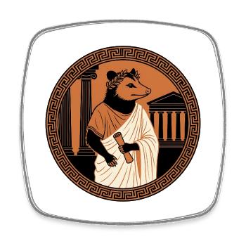 Classical Philosopher Opossum In Antique Toga - Square fridge magnet - white - Front