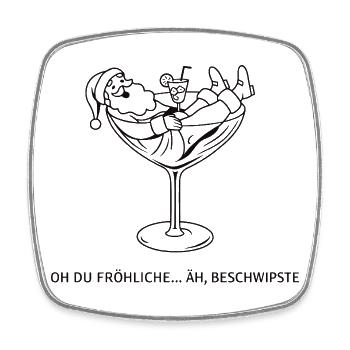 Christmas cocktail in a glass - Square fridge magnet - white - Front