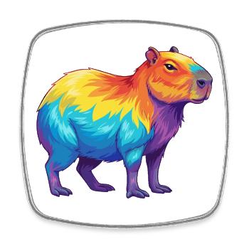 Colorful Capybara Rainbow Pop Art Watercolor - Square fridge magnet - white - Front
