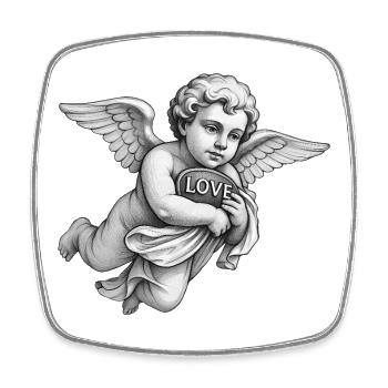 CUPIDON CHERUB - black & white - Magnet carré - blanc - Devant