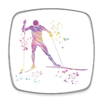 Ski de fond Ski de fond - Magnet carré - blanc - Devant