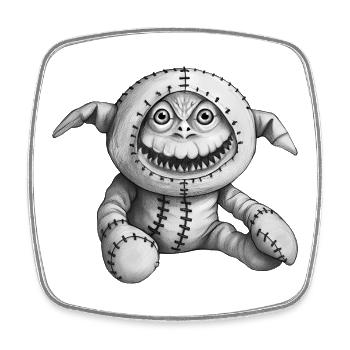 MONSTER DOLL #3 - black & white - Magnet carré - blanc - Devant