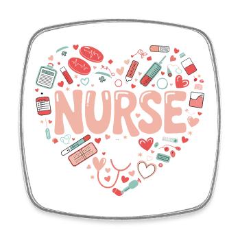 Nurse Herzdesign - Viereckiger Kühlschrankmagnet - Weiß - Vorne