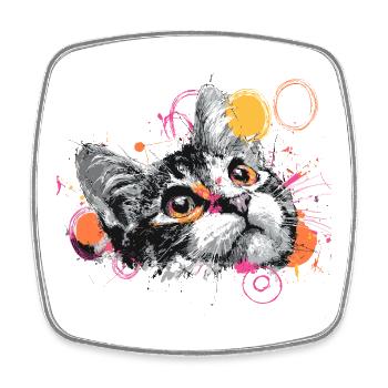 Cat Head Color Explosion - Square fridge magnet - white - Front