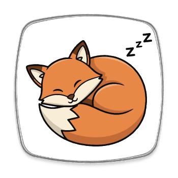 Schlafender Fuchs Cartoon - Viereckiger Kühlschrankmagnet - Weiß - Vorne