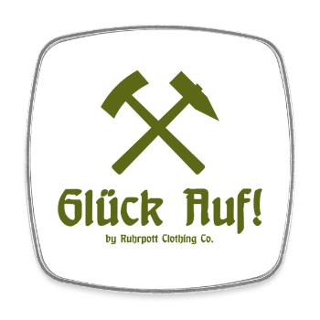 Glück Auf! - Ruhrpott - Zeche - Zollverein - Viereckiger Kühlschrankmagnet - Weiß - Vorne