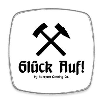 Glück Auf! - Ruhrpott - Zeche - Zollverein - Viereckiger Kühlschrankmagnet - Weiß - Vorne