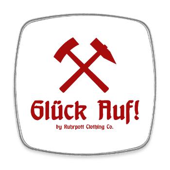 Glück Auf! - Ruhrpott - Zeche - Zollverein - Viereckiger Kühlschrankmagnet - Weiß - Vorne