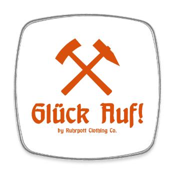 Glück Auf! - Ruhrpott - Zeche - Zollverein - Viereckiger Kühlschrankmagnet - Weiß - Vorne