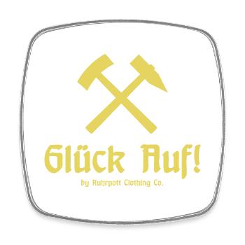 Glück Auf! - Ruhrpott - Zeche - Zollverein - Viereckiger Kühlschrankmagnet - Weiß - Vorne