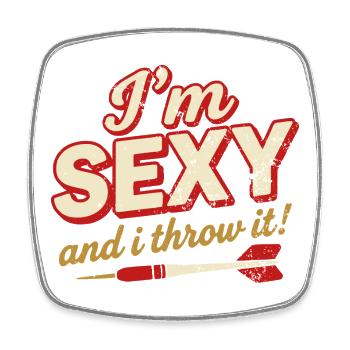 Dartf funny Hoodie "i'm sexy and I throw it"  - Viereckiger Kühlschrankmagnet - Weiß - Vorne