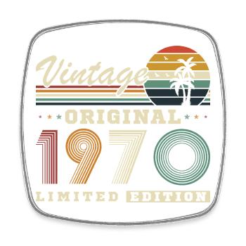 Originaler Vintage-Vintage-Retro-Geburtstag der 1970er Jahre - Viereckiger Kühlschrankmagnet - Weiß - Vorne