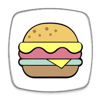 Cheeseburger | Fast Food - Square fridge magnet - white - Front