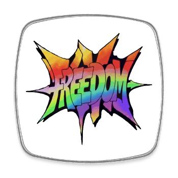 Freedom Rainbow Explosion - Viereckiger Kühlschrankmagnet - Weiß - Vorne