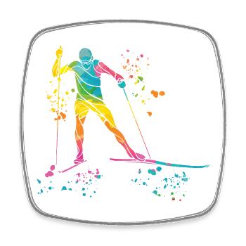 Ski de fond Ski de fond - Magnet carré - blanc - Devant