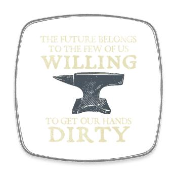 Blacksmith Anvil Future Willing Hands Dirty Design - Viereckiger Kühlschrankmagnet - Weiß - Vorne