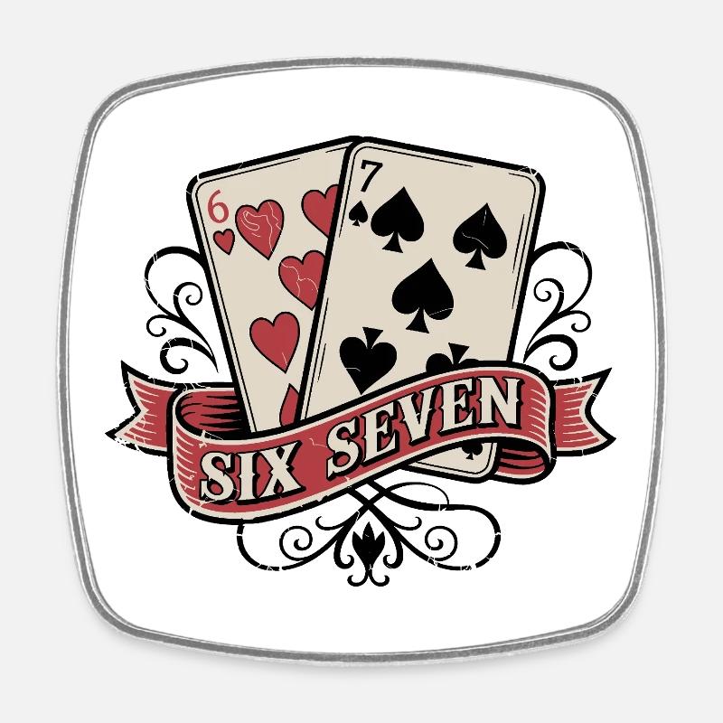 SIx Sieben Karten - Viereckiger Kühlschrankmagnet - Weiß