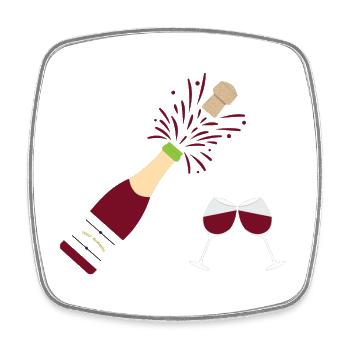 Wine-bottle-and-drinking glasses - Square fridge magnet - white - Front