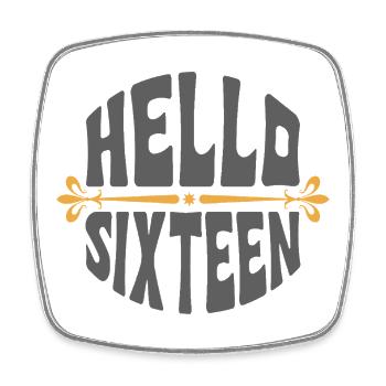 Hello Sixteen Retro Birthday - Square fridge magnet - white - Front