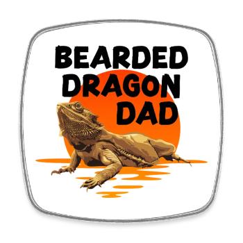 Papa Dragon Barbu - Magnet carré - blanc - Devant