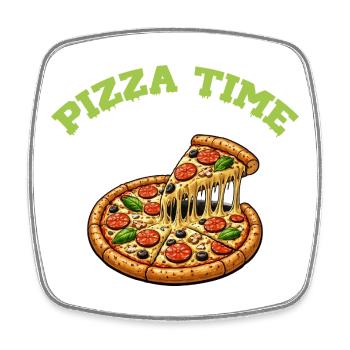 Pizza Time - Square fridge magnet - white - Front