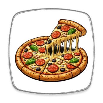 Pizza Motiv - Viereckiger Kühlschrankmagnet - Weiß - Vorne