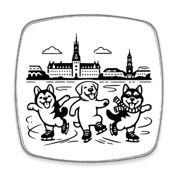 Schlittschuh Mimalistisch Line Art - Viereckiger Kühlschrankmagnet - Weiß - Vorne