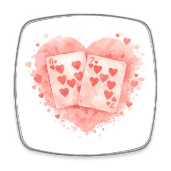 Spielkarten 67 Valentine six seven Herz Süß - Viereckiger Kühlschrankmagnet - Weiß - Vorne
