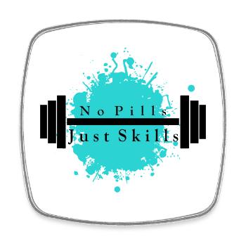 No Pills - Just Skills - Square fridge magnet - white - Front