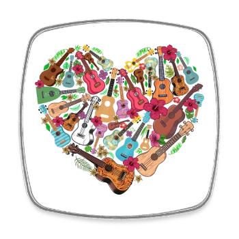 Hawaiian Ukulele Uke Heart - Viereckiger Kühlschrankmagnet - Weiß - Vorne