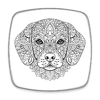 Hund Mandala mit detailreicher Ornamentik - Viereckiger Kühlschrankmagnet - Weiß - Vorne