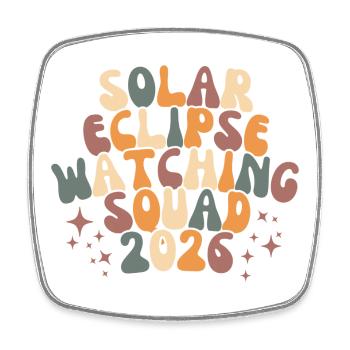 Sun Eclipse Retro Squad - Square fridge magnet - white - Front