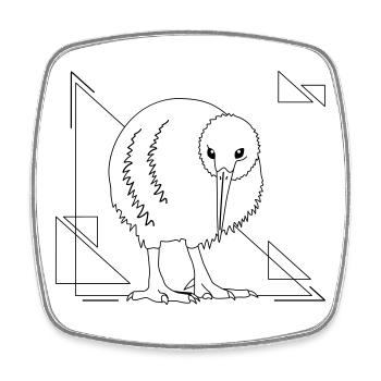Oiseau kiwi dans un motif géométrique - Magnet carré - blanc - Devant