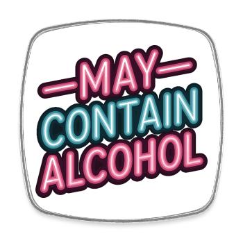 May Contain Alcohol Alkohol Mallorca Saufen JGA - Viereckiger Kühlschrankmagnet - Weiß - Vorne