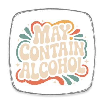 May Contain Alcohol Alkohol Mallorca Saufen JGA - Viereckiger Kühlschrankmagnet - Weiß - Vorne