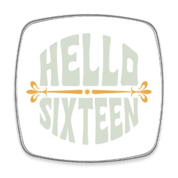 Hallo Sixteen 16 Years Retro - Viereckiger Kühlschrankmagnet - Weiß - Vorne