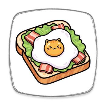 Sunny Toast Katzenei - Viereckiger Kühlschrankmagnet - Weiß - Vorne