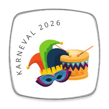 Carnaval 2026 – Masque et Tambour Coloré - Magnet carré - blanc - Devant