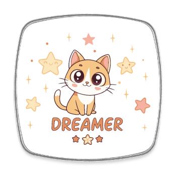 Dreamy Kitten and Sweet Stars - Square fridge magnet - white - Front