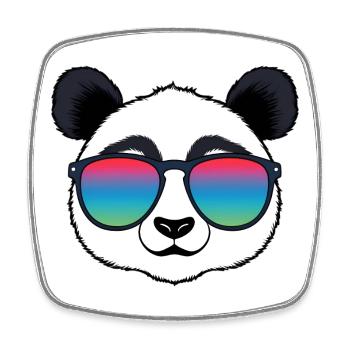 Panda Regenbogen-Sonnenbrille - Viereckiger Kühlschrankmagnet - Weiß - Vorne