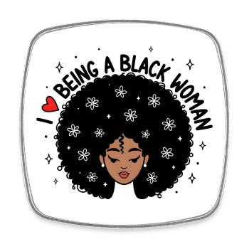 J’adore être une femme noire Afro Design - Magnet carré - blanc - Devant