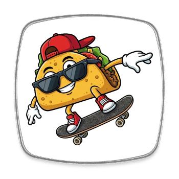 Slogan cool du skateboarder taco - Magnet carré - blanc - Devant
