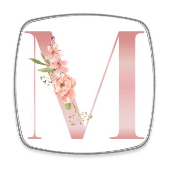 M pastellrosa Blumen - Viereckiger Kühlschrankmagnet - Weiß - Vorne