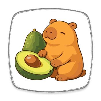Capybara with avocado - Square fridge magnet - white - Front